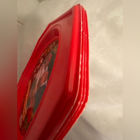 4 Vintage 1980s St Nick Dinner plastic Plate Merry Christmas Victorian Portrait - Picture 8 of 15